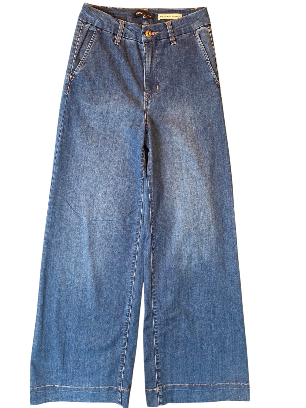 BCBGeneration Jeans Womans 5 High Rise Wide Leg Trouser Denim Grunge Streetwear